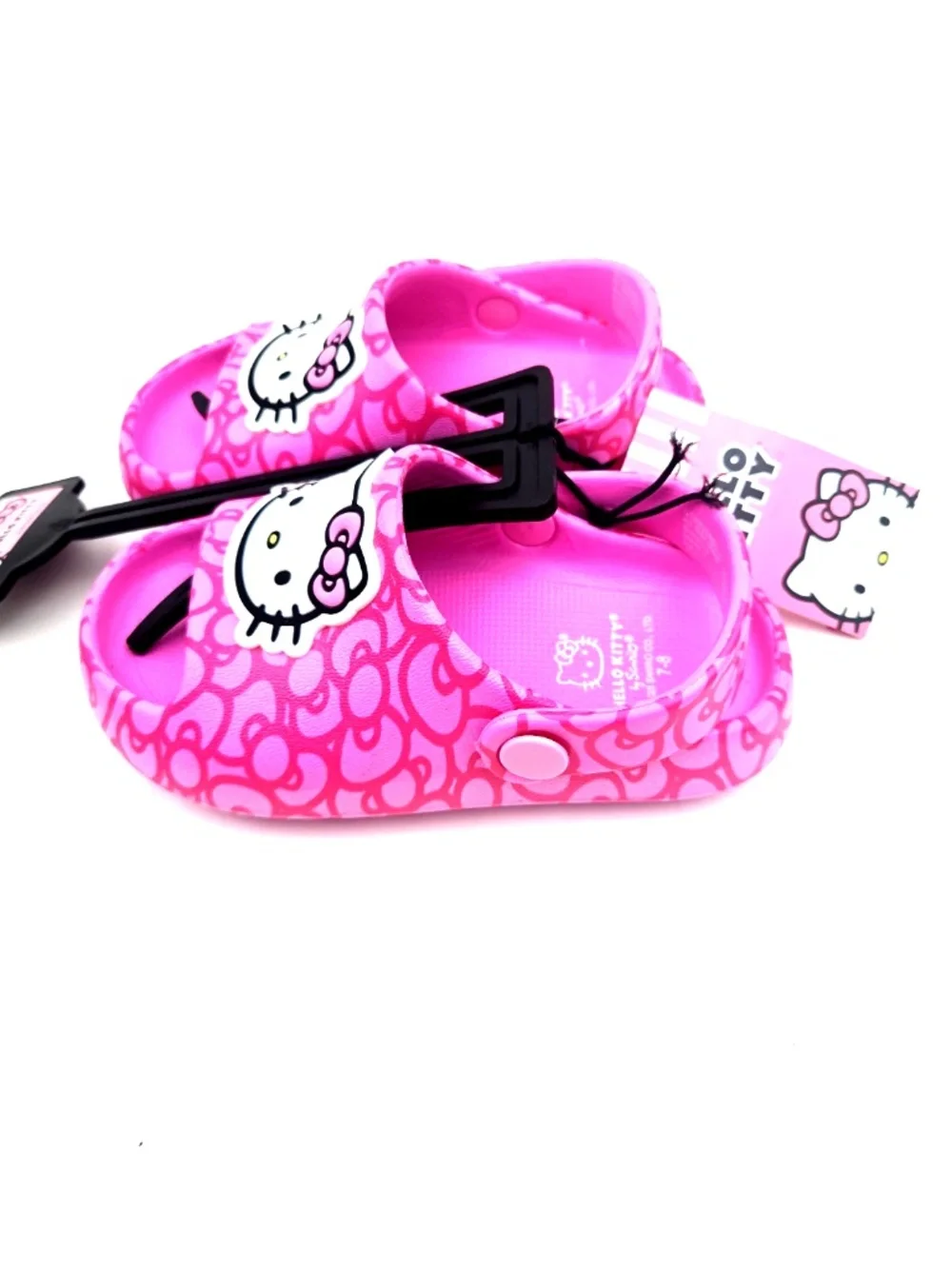 Hello Kitty Baby Sandals Size 7/8 Girls Pink Slide Shoes Slip On Rubber Footwear
